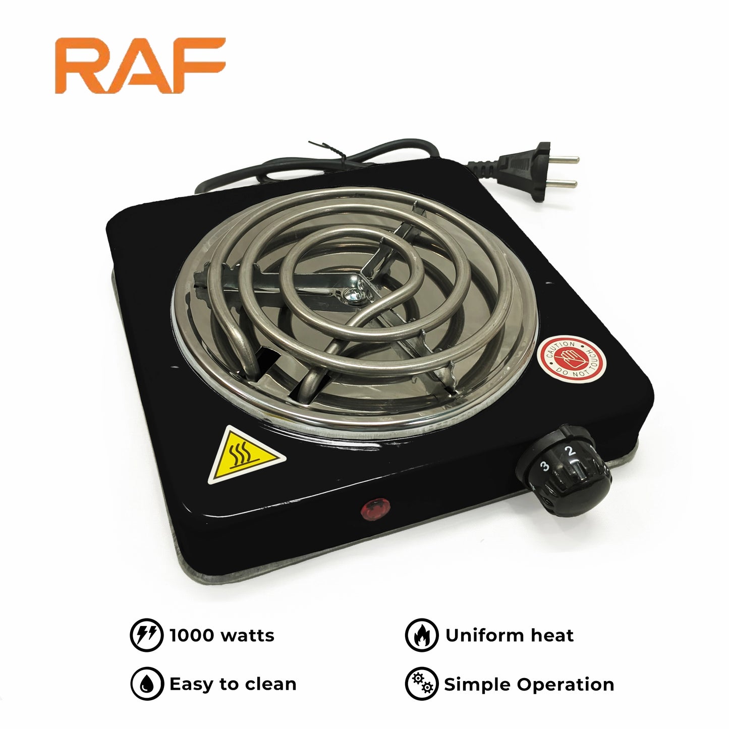 Black RAF R.8010B Electric Stove Hot Plate and Cooker